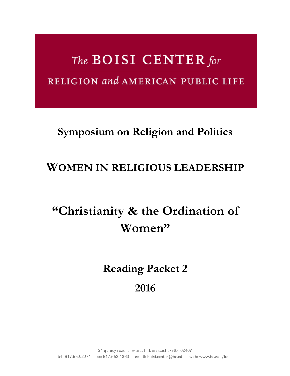 “Christianity & the Ordination of Women”