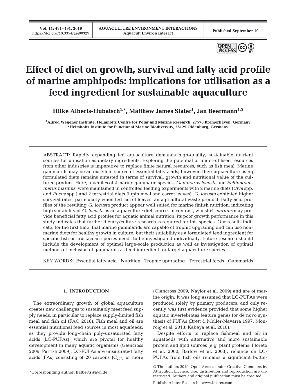 Aquaculture Environment Interactions 11:481