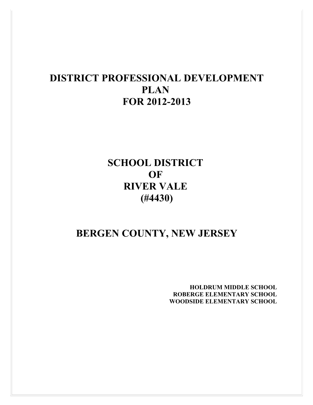 District Professional Development Plan