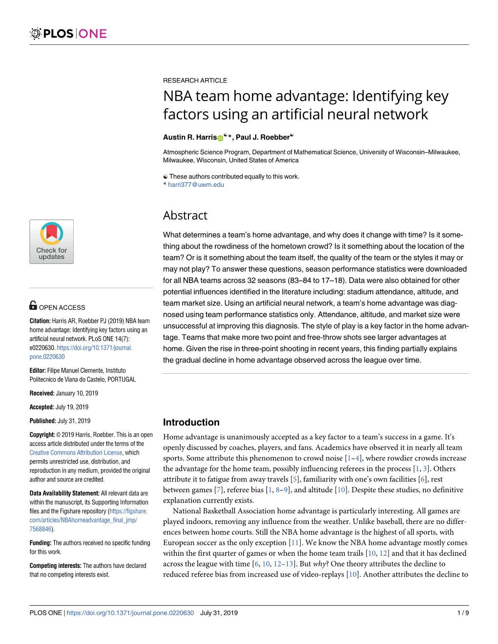 NBA Team Home Advantage: Identifying Key Factors Using an Artificial Neural Network