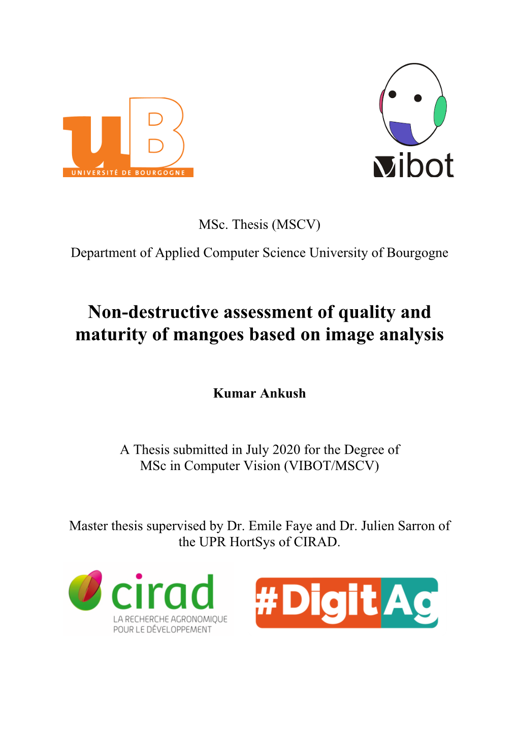 Non-Destructive Assessment of Quality and Maturity of Mangoes Based on Image Analysis