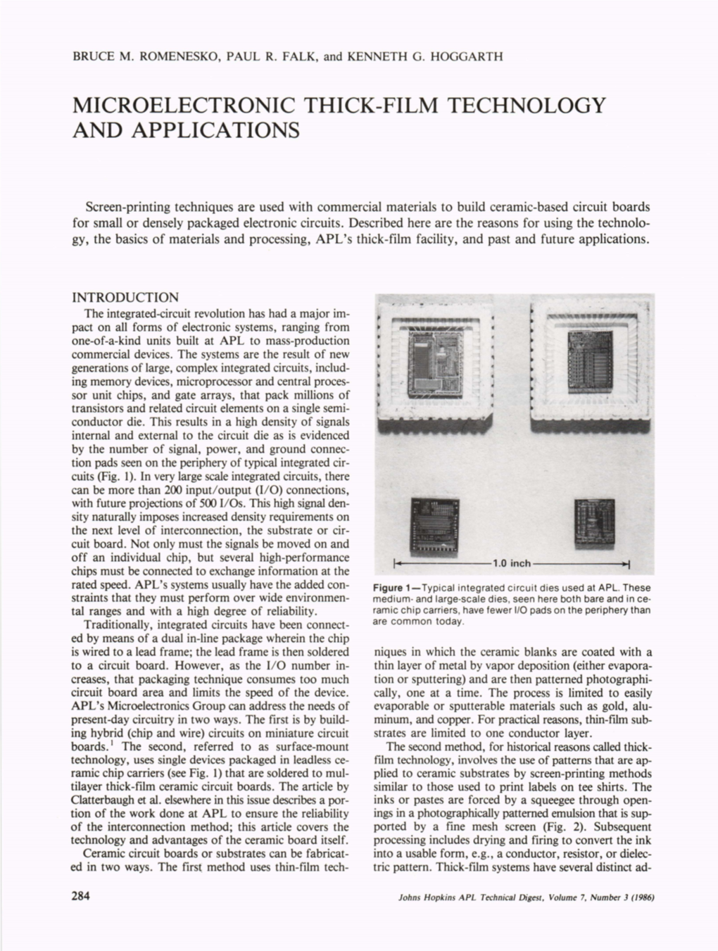 Microelectronic Thick-Film Technology and Applications