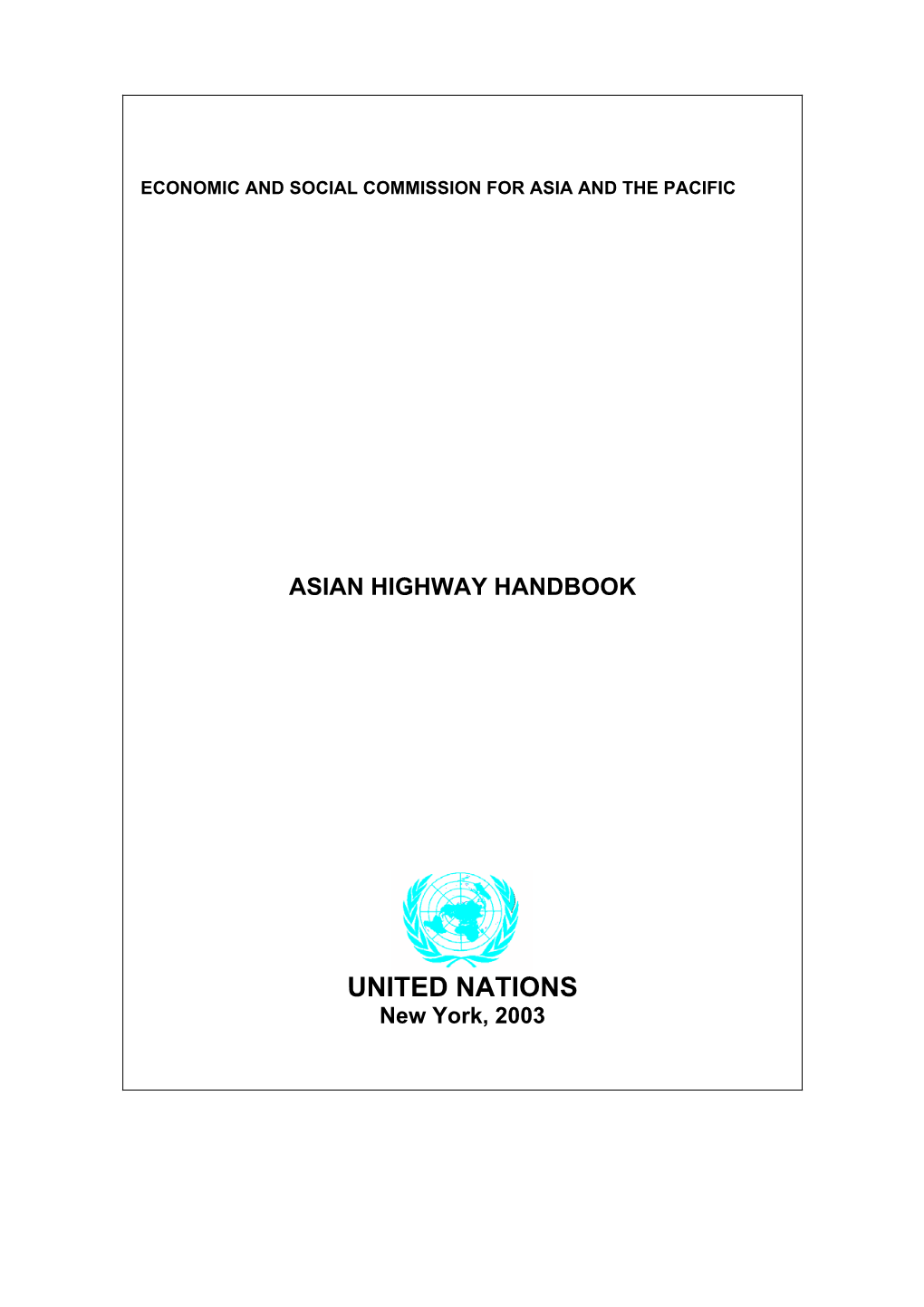 Asian Highway Handbook United Nations