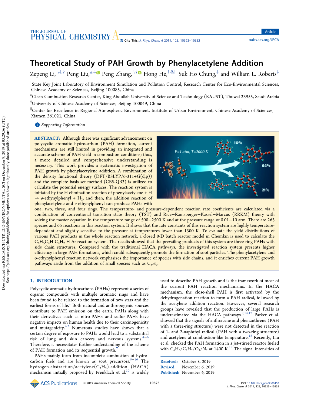 Theoretical Study of PAH Growth by Phenylacetylene Addition † ‡ § ‡ † § † § ∥ ‡ ‡ Zepeng Li, , , Peng Liu,*, Peng Zhang, , Hong He, , , Suk Ho Chung, and William L