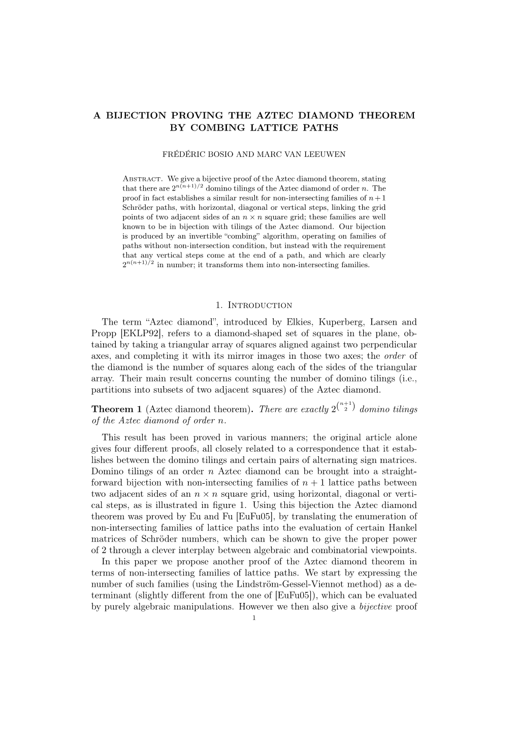 Aztec Diamond Theorem by Combing Lattice Paths