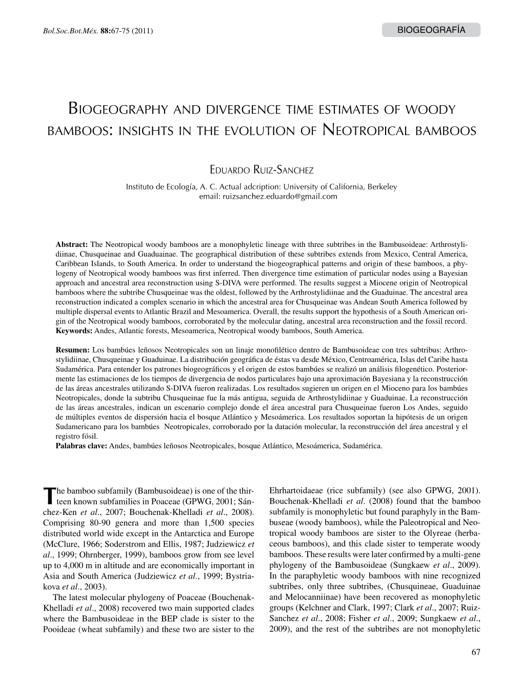 Insights in the Evolution of Neotropical Bamboos