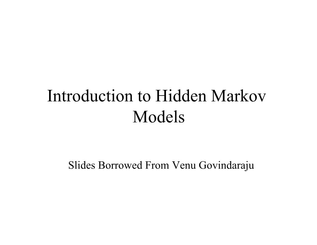 Introduction to Hidden Markov Models