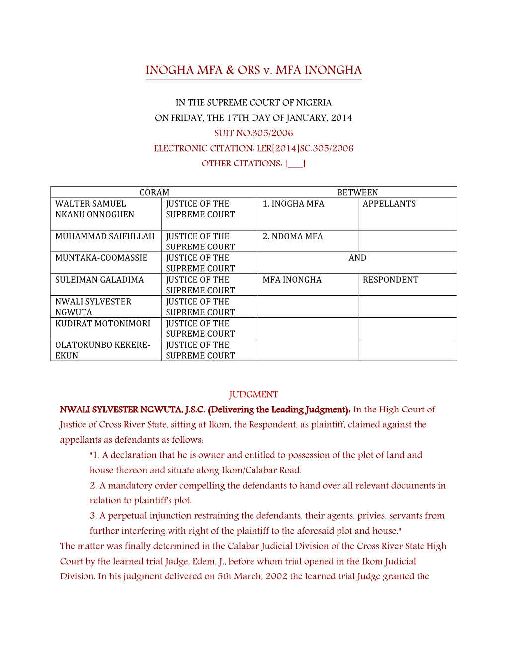 INOGHA MFA & ORS V. MFA INONGHA