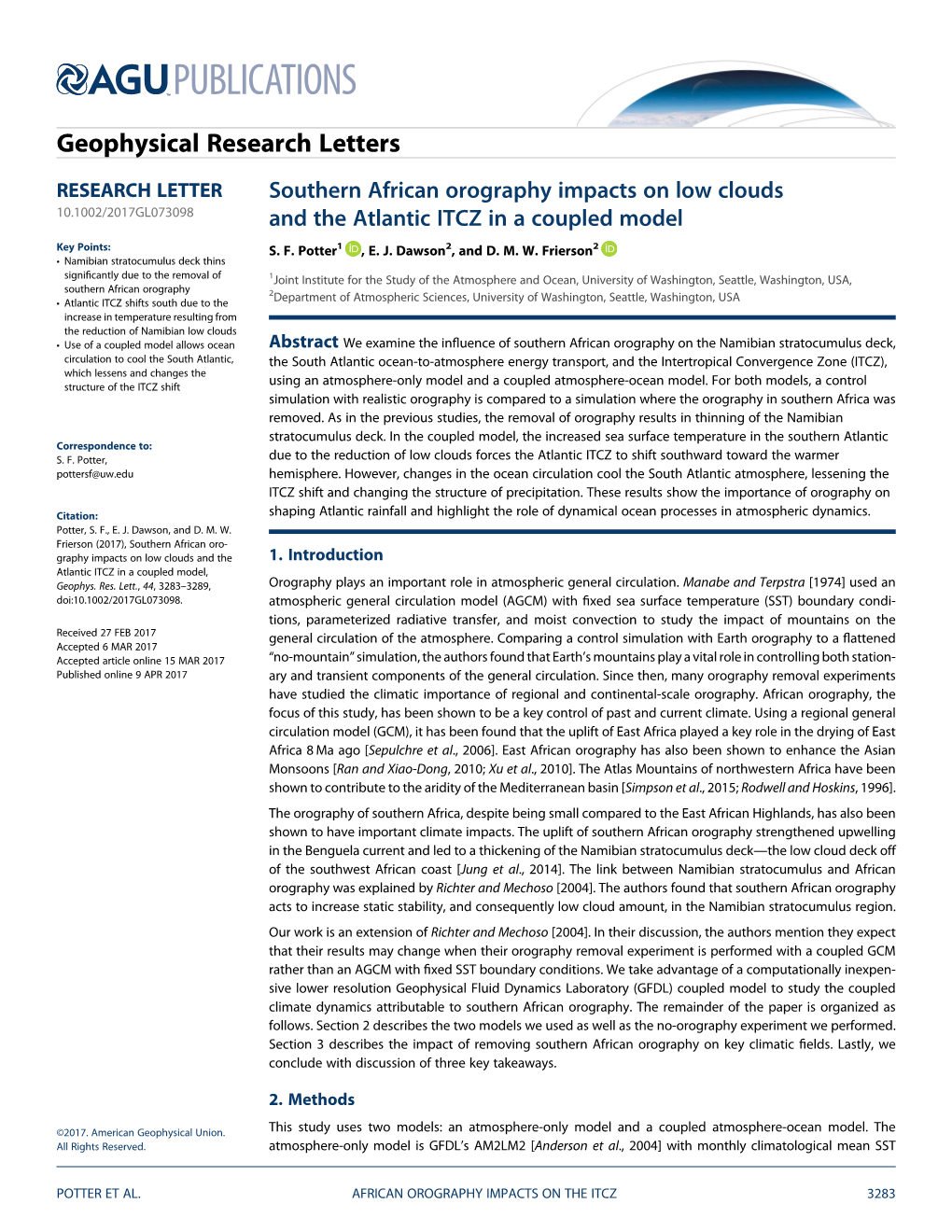 Southern African Orography Impacts on Low Clouds and the Atlantic ITCZ