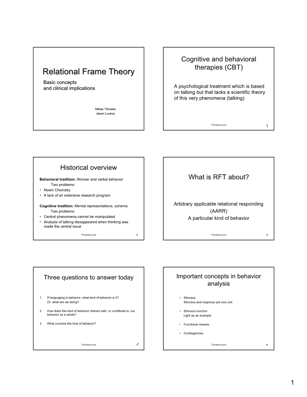 Relational Frame Theory