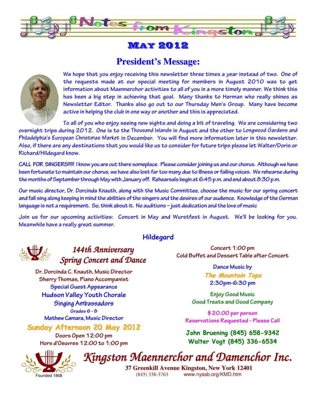 May 2012 Newsletter