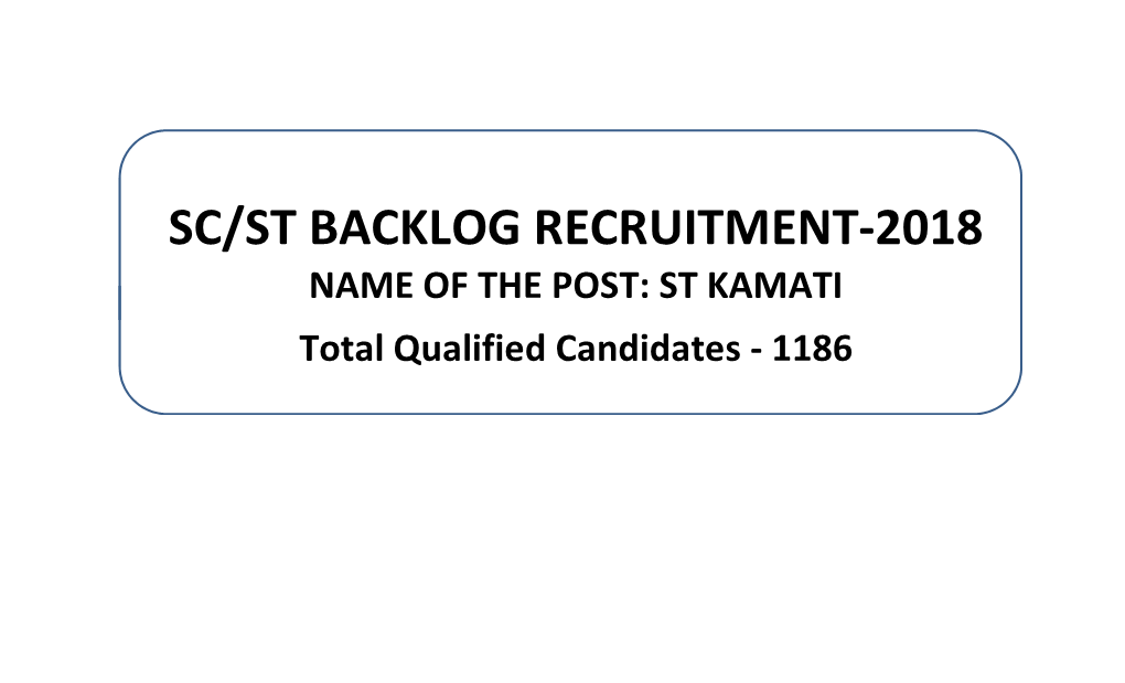 NAME of the POST: ST KAMATI Total Qualified Candidates