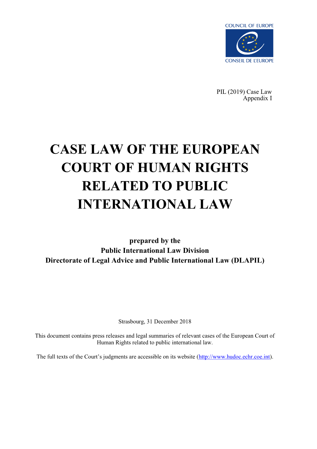 Case Law of the European Court of Human Rights Related to Public International Law