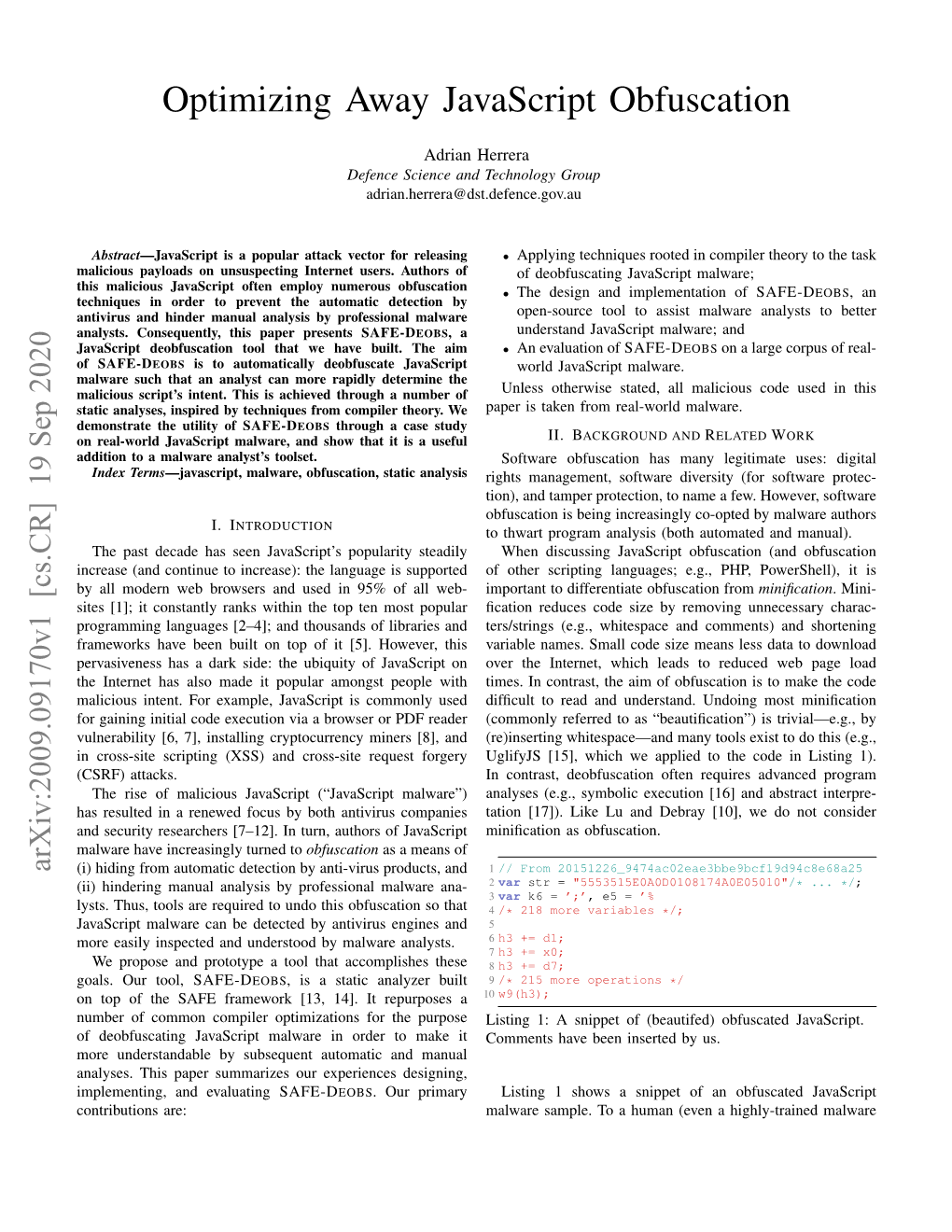 Optimizing Away Javascript Obfuscation