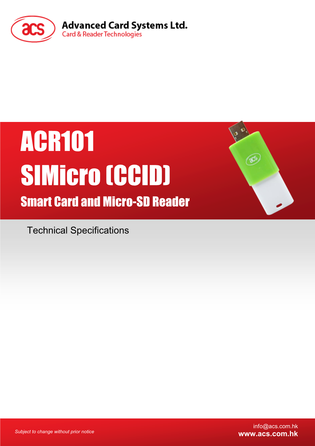 ACR101 CCID Technical Specifications V1.01