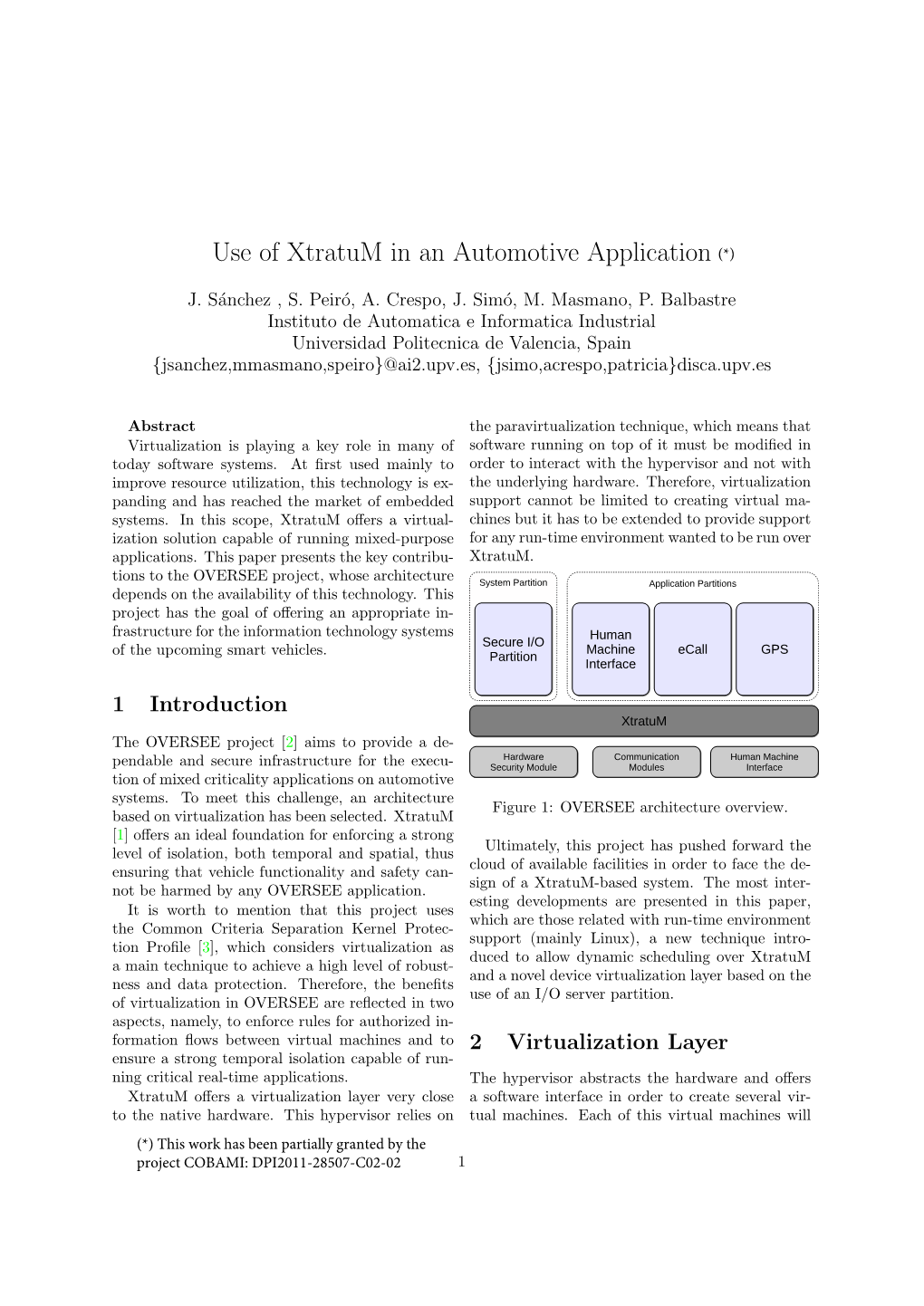Use of Xtratum in an Automotive Application (*)