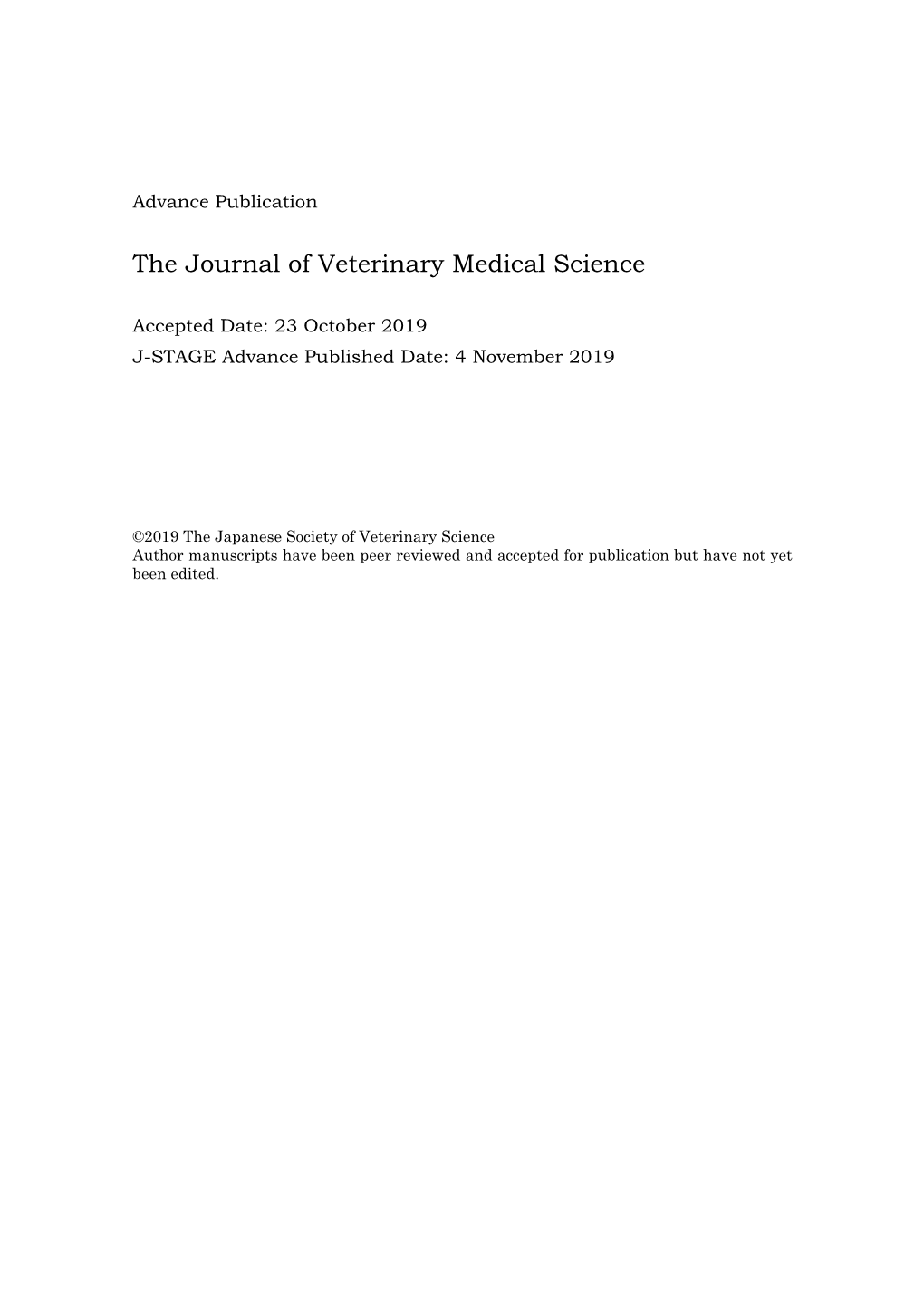 The Journal of Veterinary Medical Science