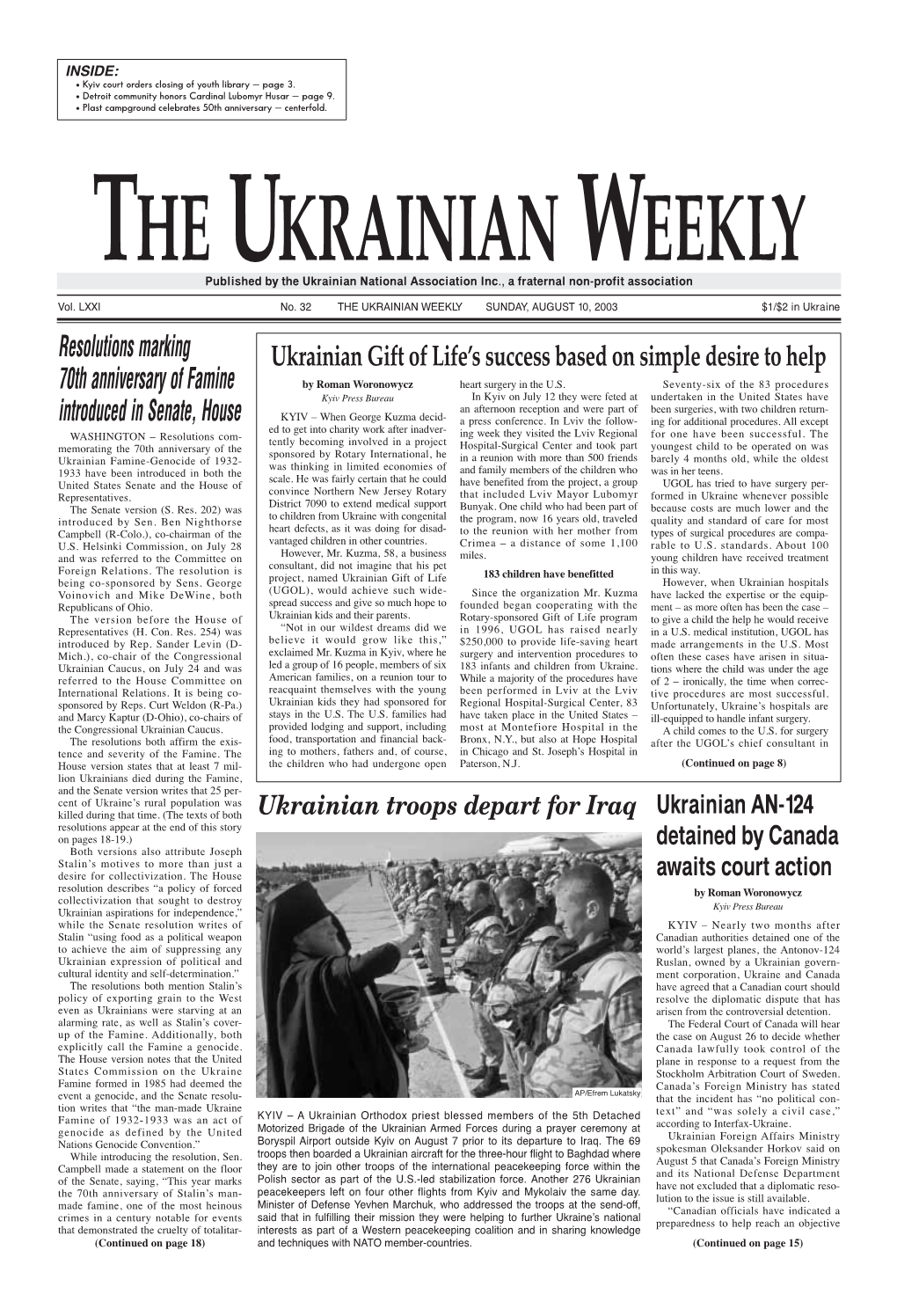 The Ukrainian Weekly 2003, No.32