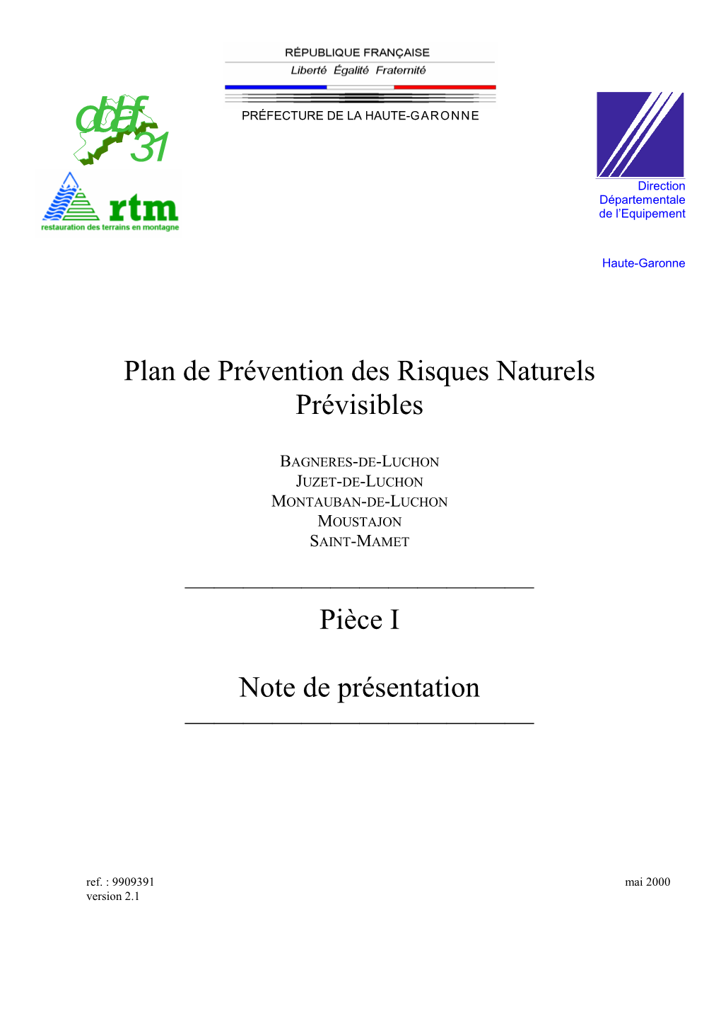 Pièce I Note De Présentation ———————————— Plan De