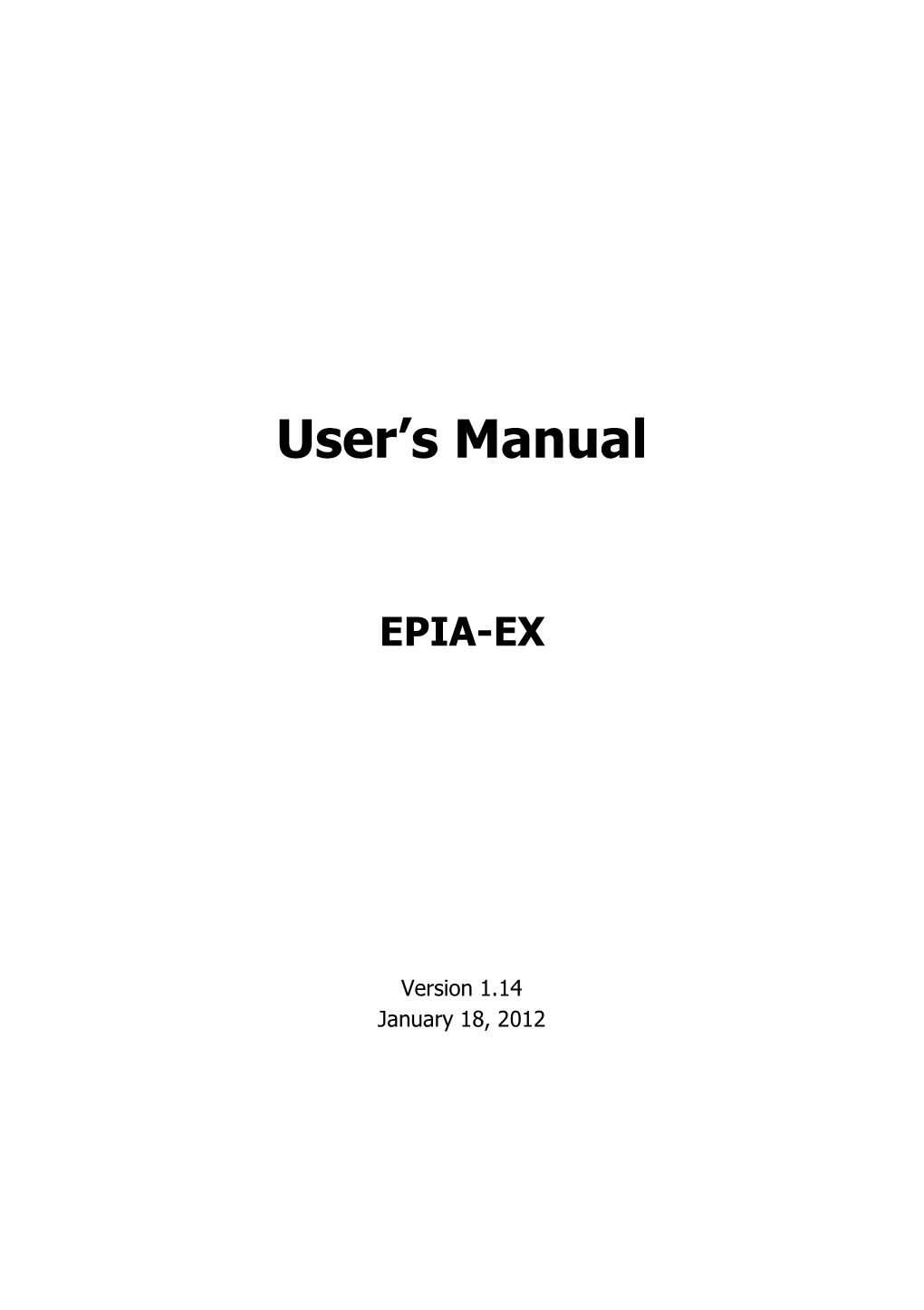 User's Manual EPIA-EX