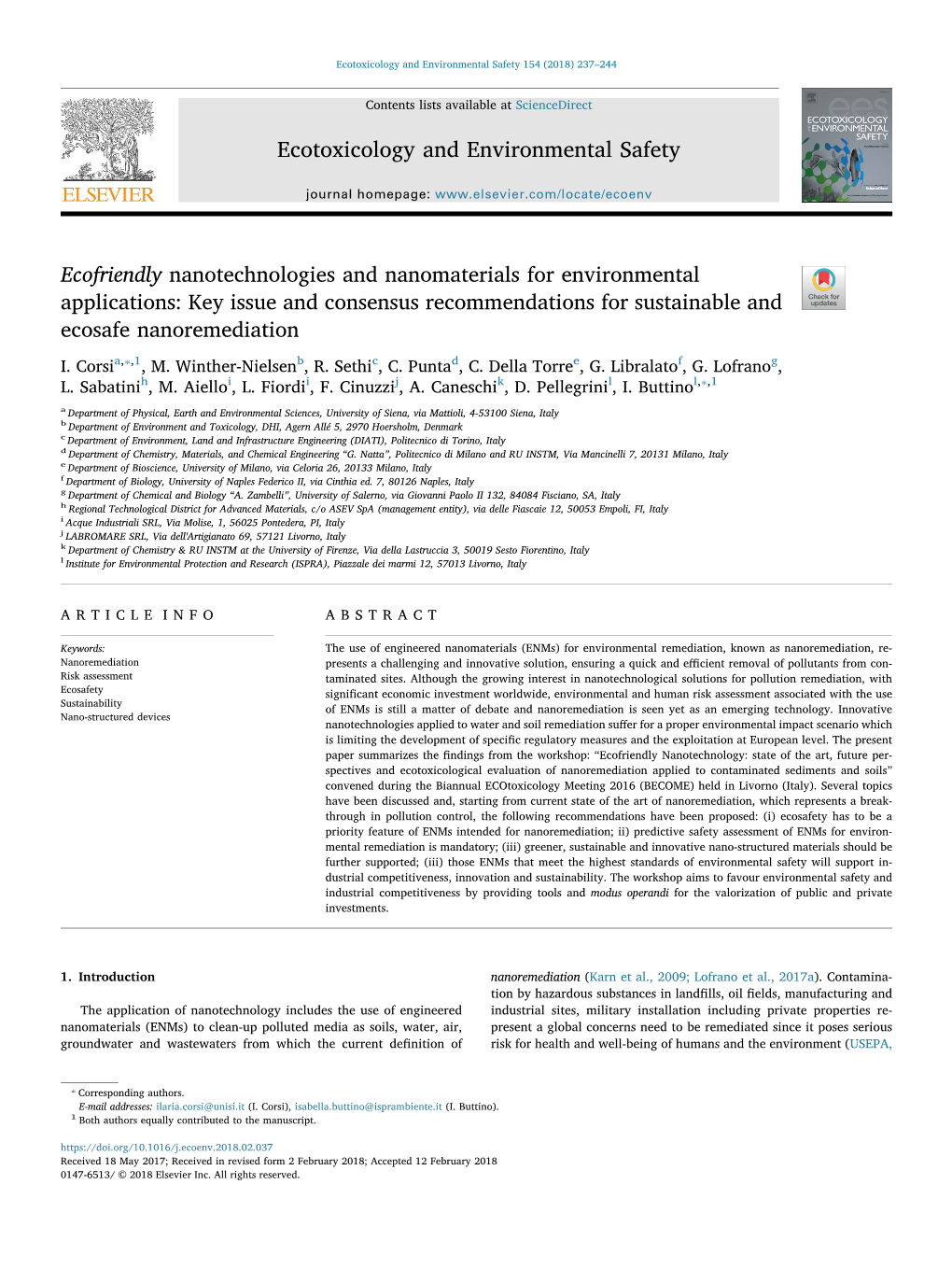 Ecotoxicology and Environmental Safety 154 (2018) 237–244