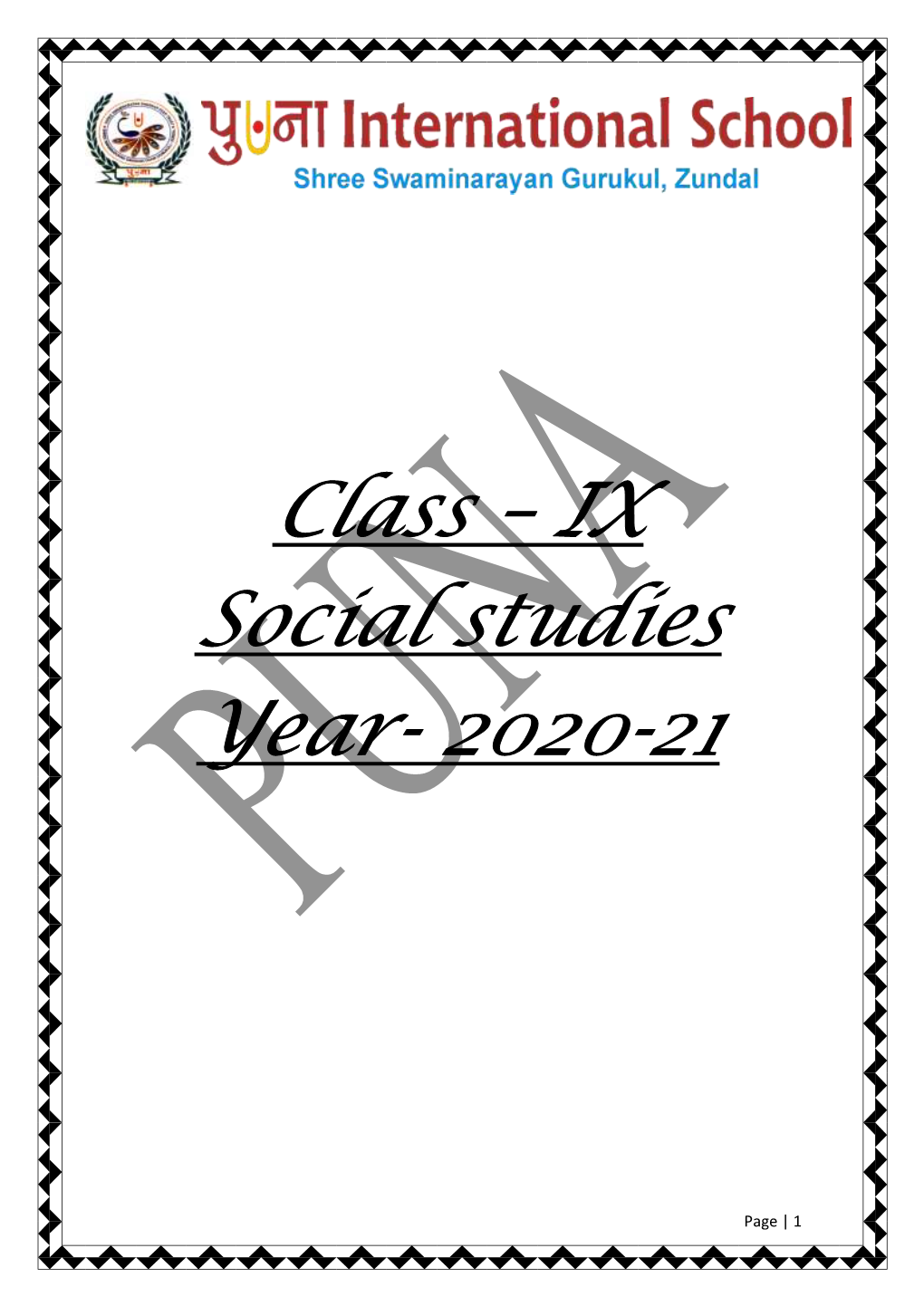 Class – IX Social Studies Year- 2020-21