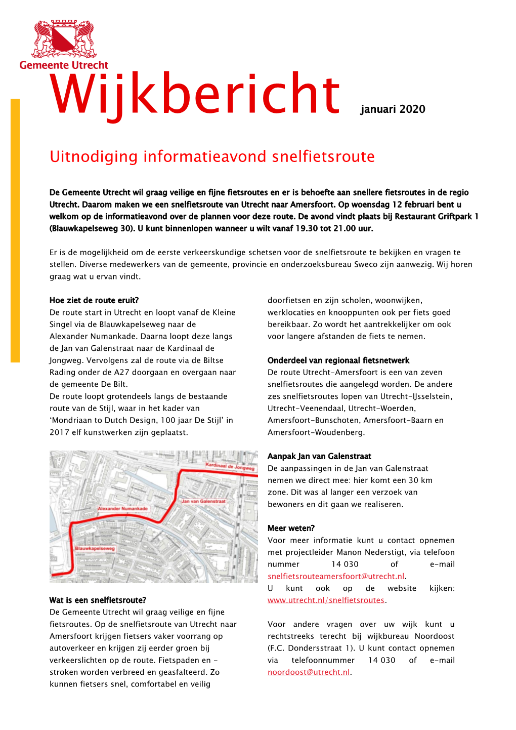 Wijkbericht Uitnodiging SFR Utrecht- Amersfoort