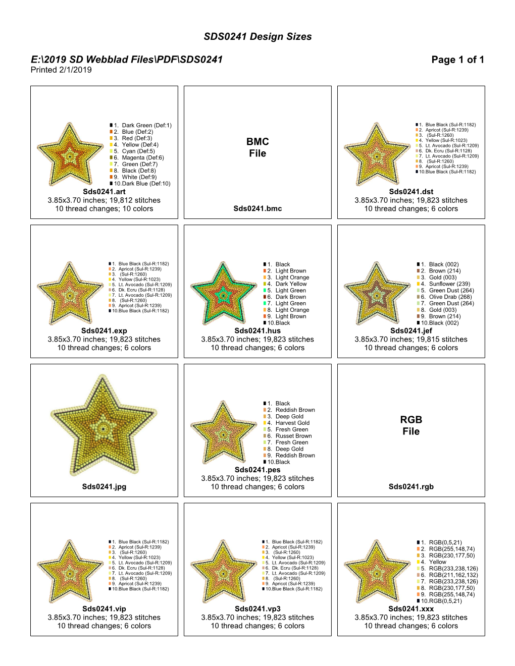 SDS0241 Design Sizes E:\2019 SD Webblad Files