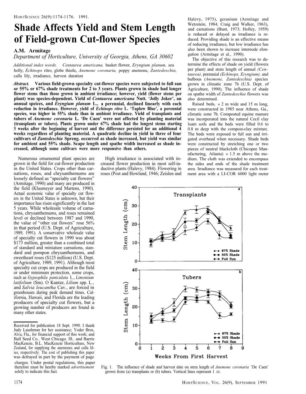 "Shade Affects Yield and Stem Length of Field-Grown Cut-Flower Species"