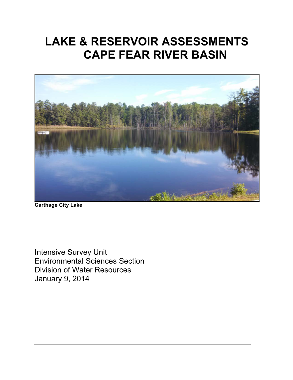 Lake & Reservoir Assessments Cape Fear River Basin