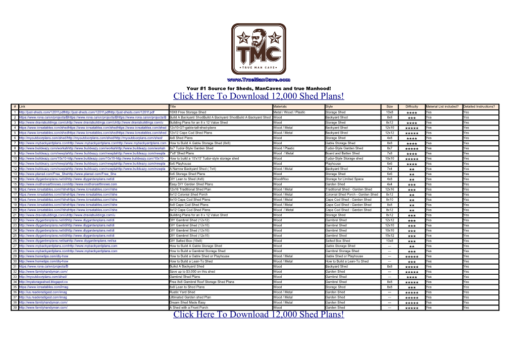 To Download 12000 Shed Plans!