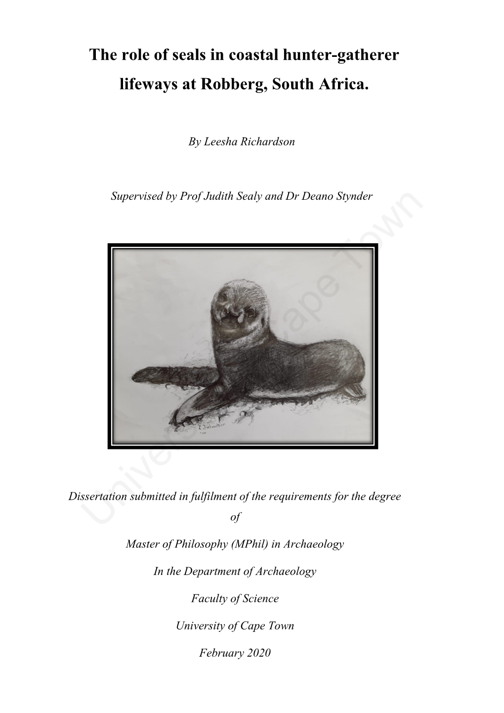 The Role of Seals in Coastal Hunter-Gatherer Lifeways at Robberg, South Africa