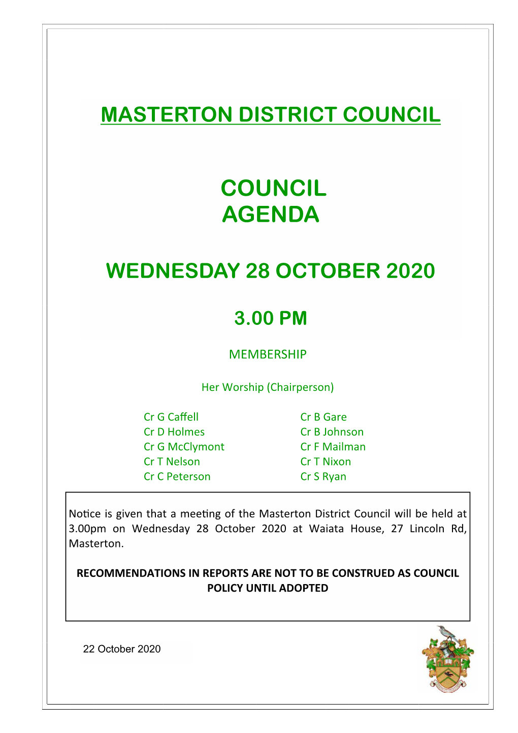 Council Agenda