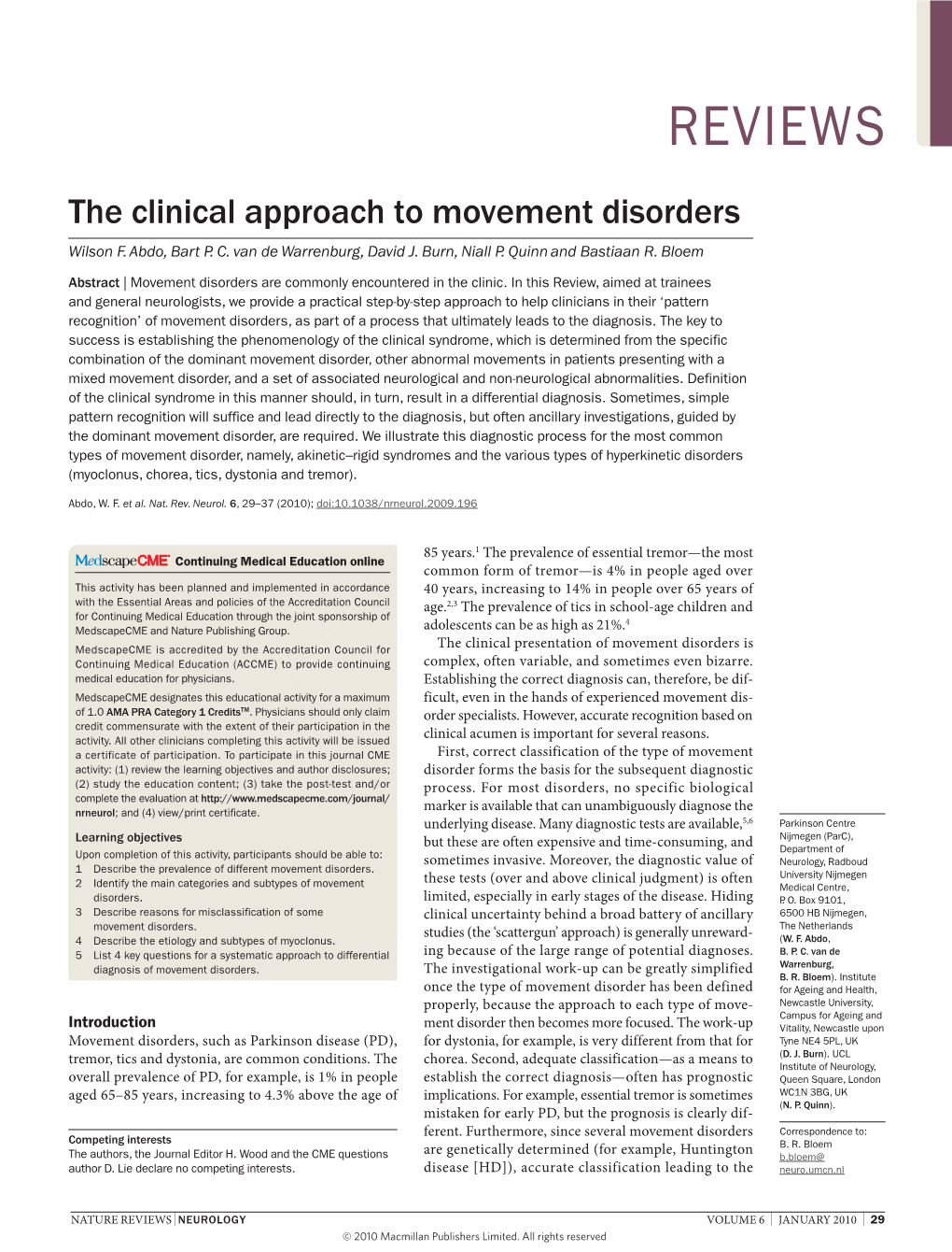 The Clinical Approach to Movement Disorders Wilson F