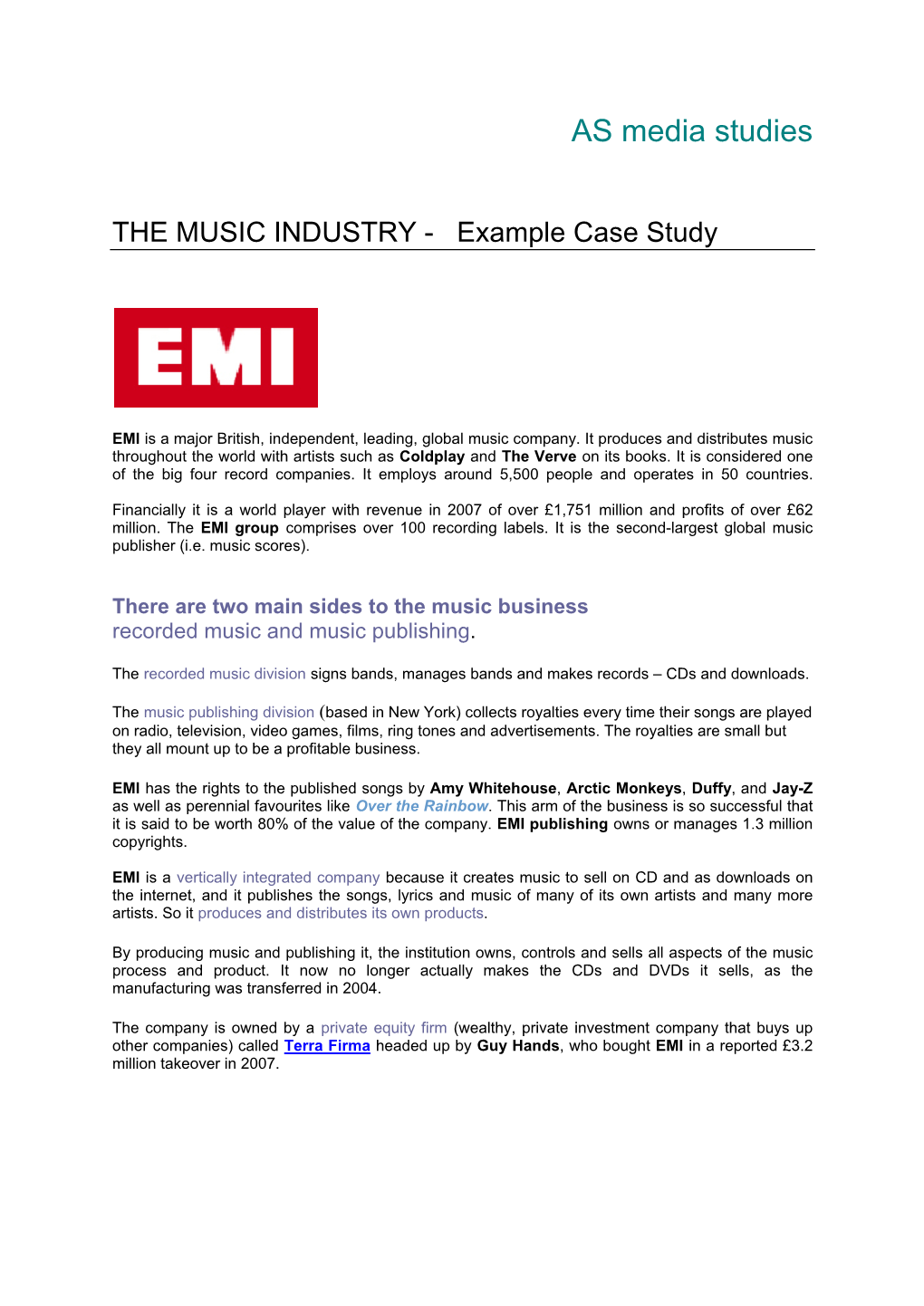 EMI Case Study