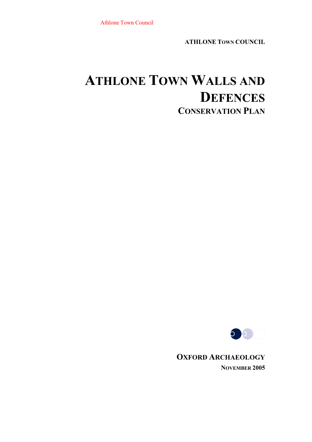 Athlone Town Walls and Defences Conservation Plan