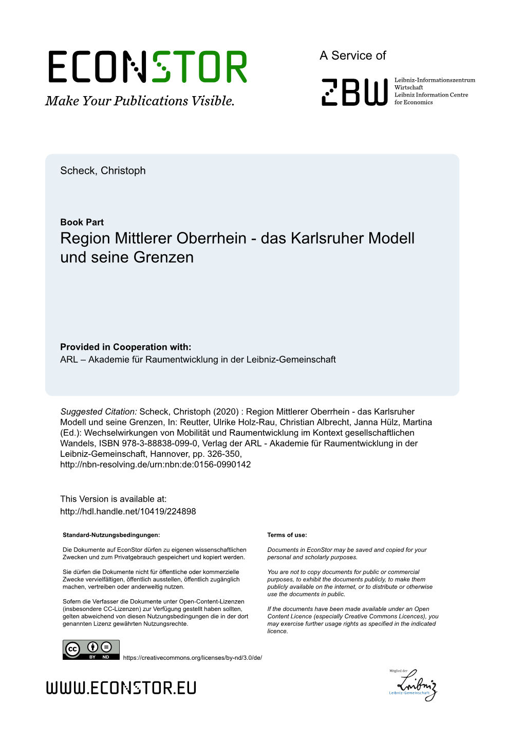 Region Mittlerer Oberrhein - Das Karlsruher Modell Und Seine Grenzen