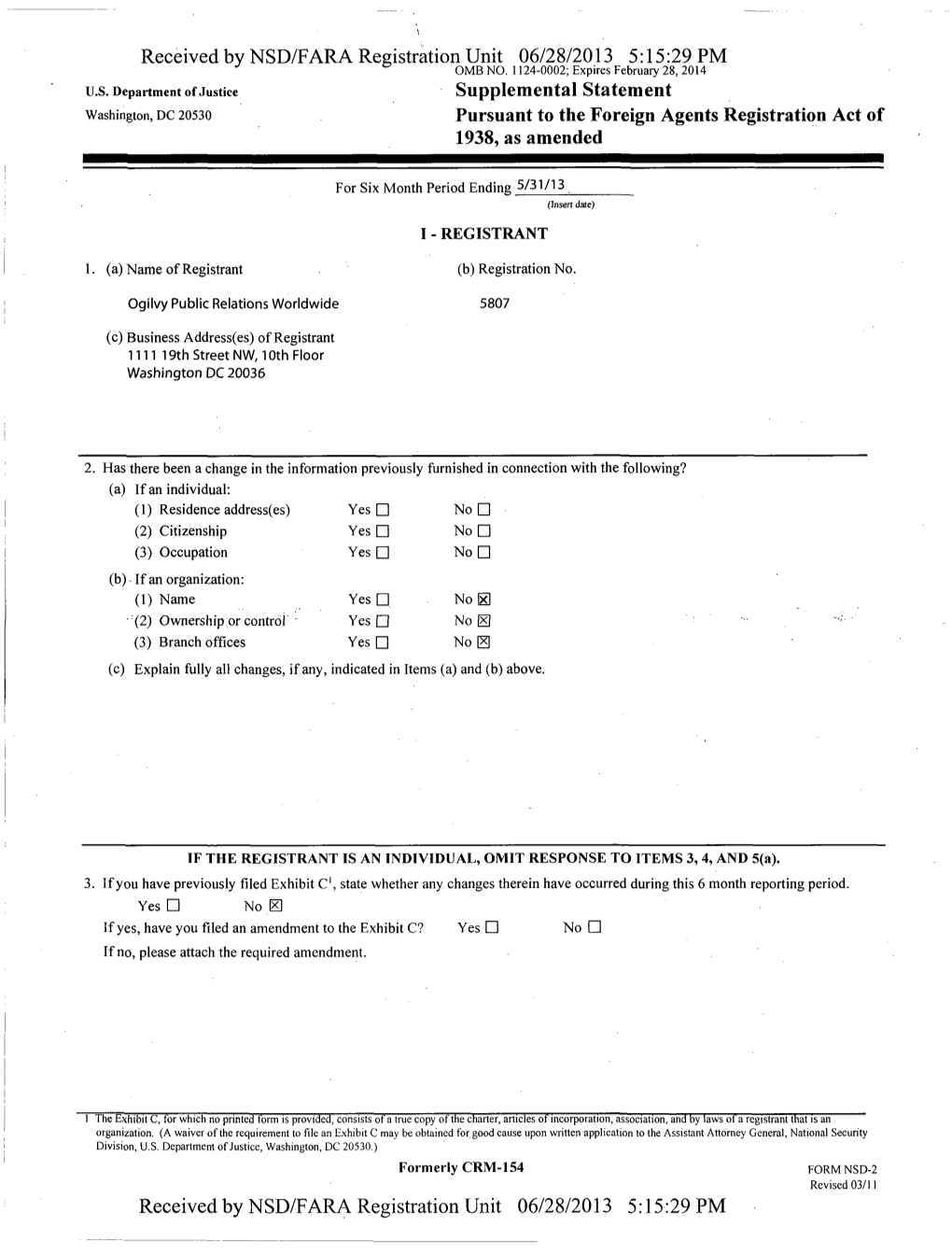 Received by NSD/FARA Registration Unit 06/28/2013 5:15:29 PM OMB NO