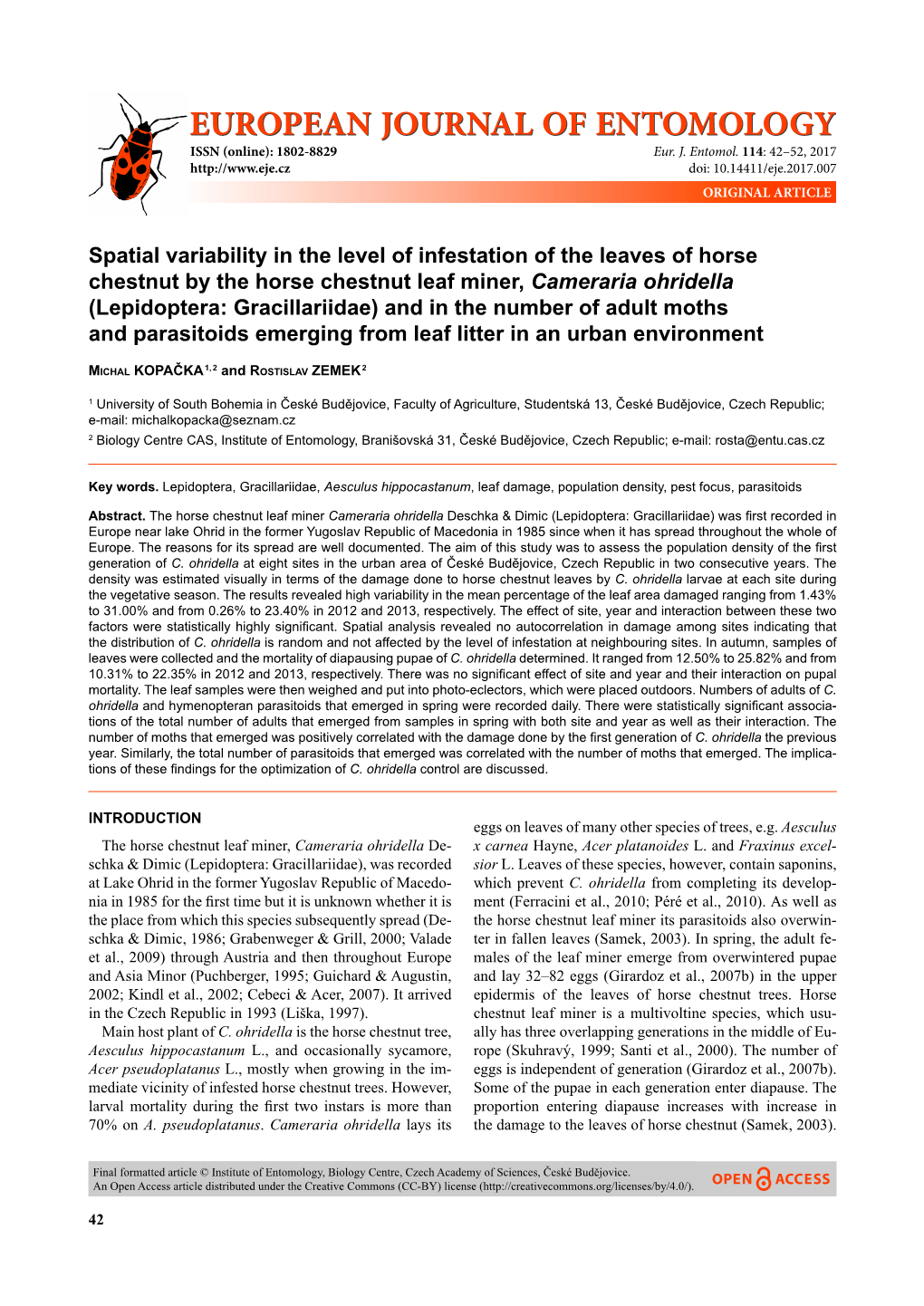 Spatial Variability in the Level of Infestation of the Leaves of Horse