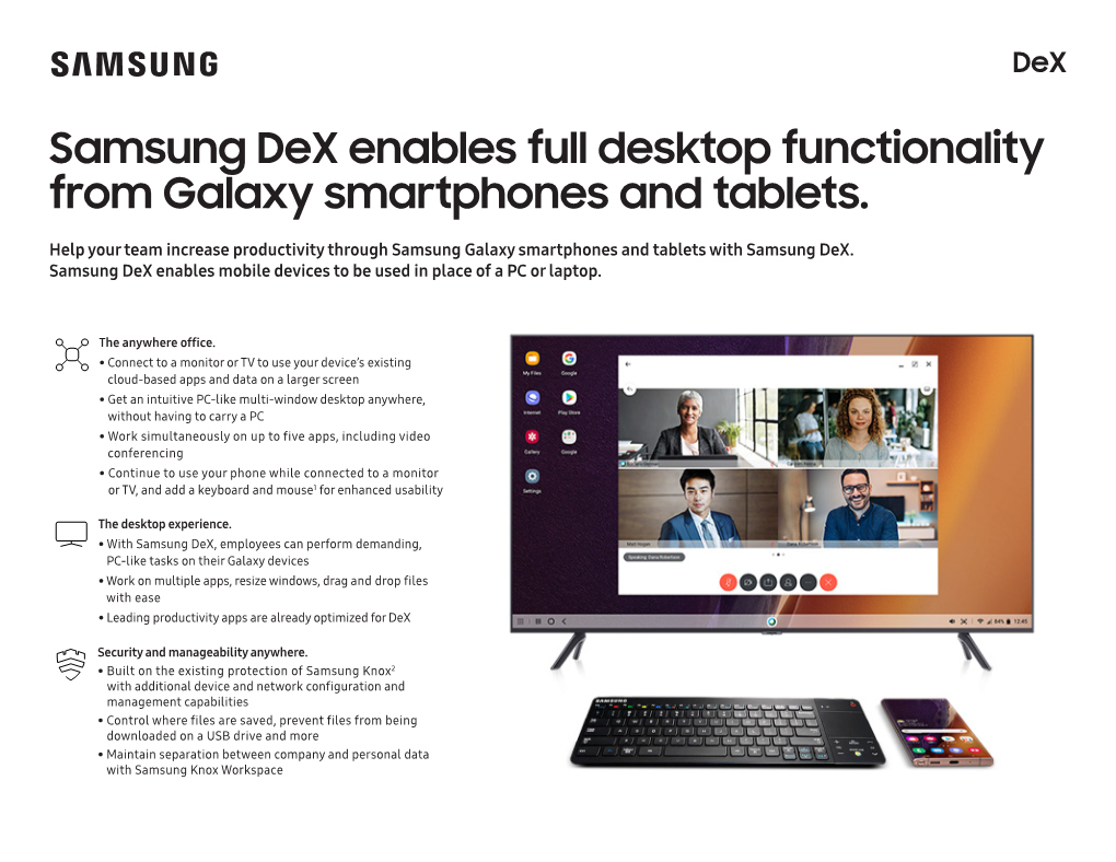 Samsung Dex Enables Full Desktop Functionality from Galaxy Smartphones and Tablets