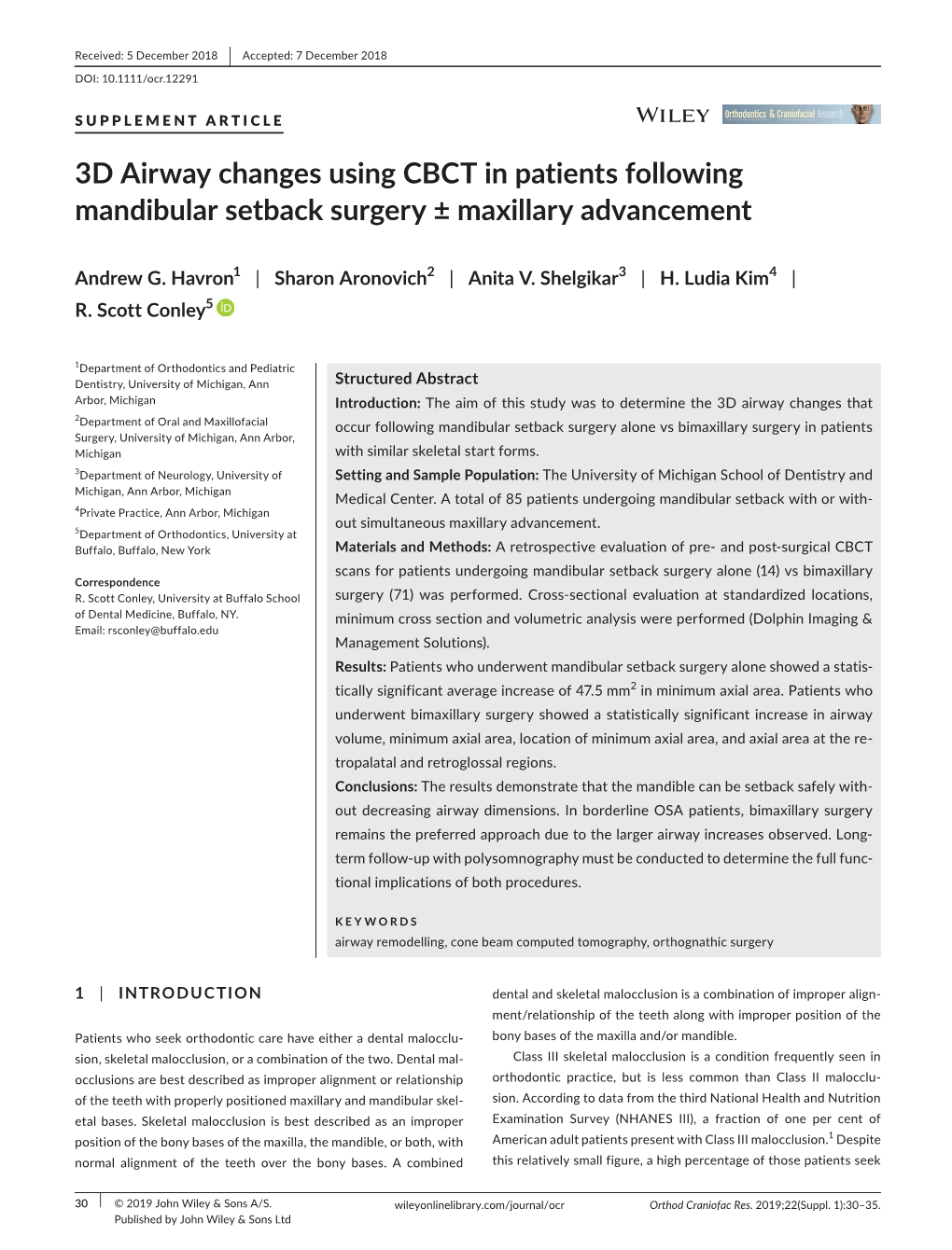 3D Airway Changes Using CBCT in Patients Following Mandibular Setback Surgery ± Maxillary Advancement