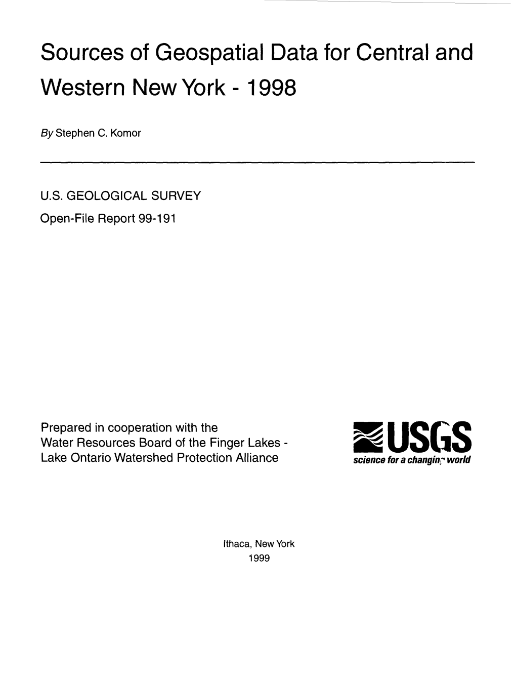 Sources of Geospatial Data for Central and Western New York -1998