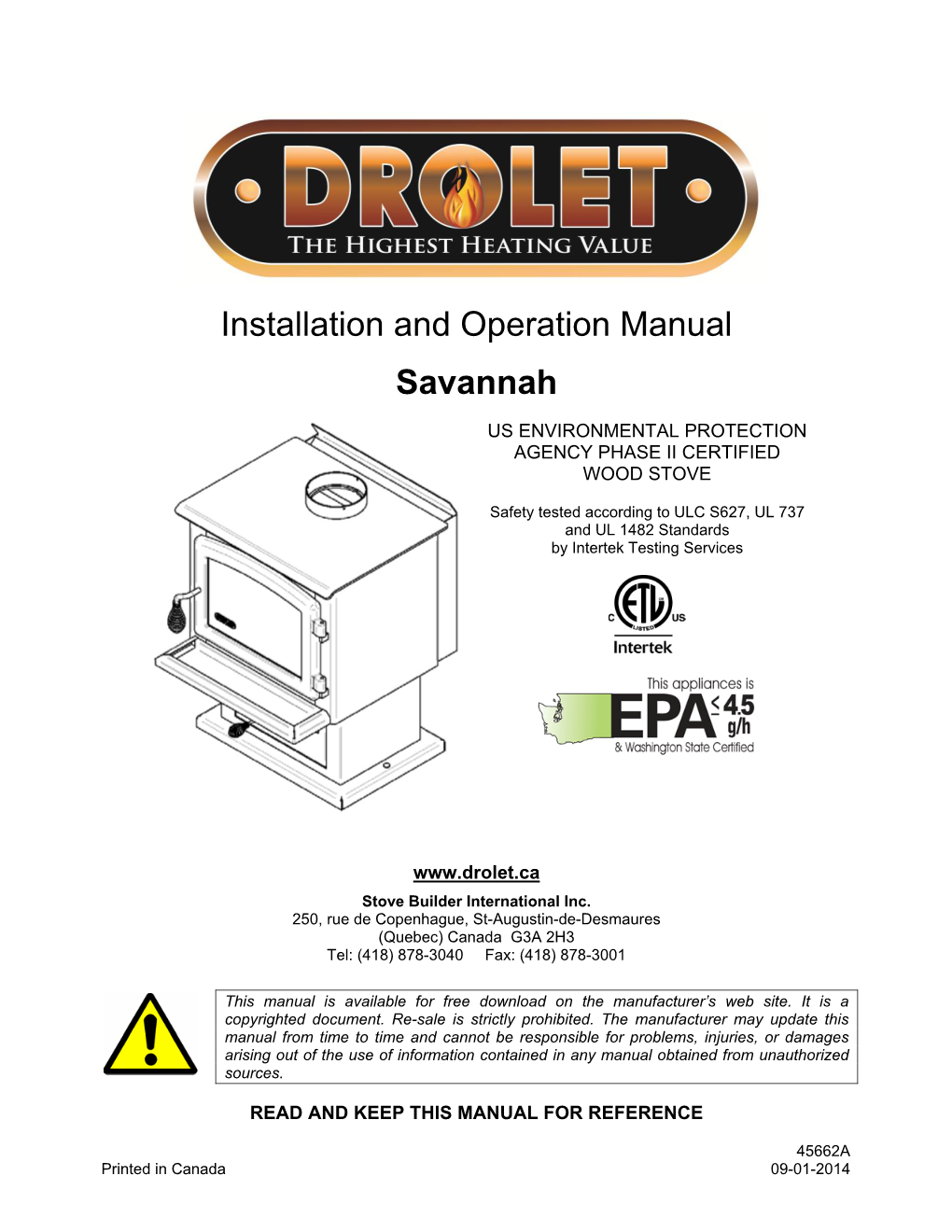 Installation and Operation Manual Savannah