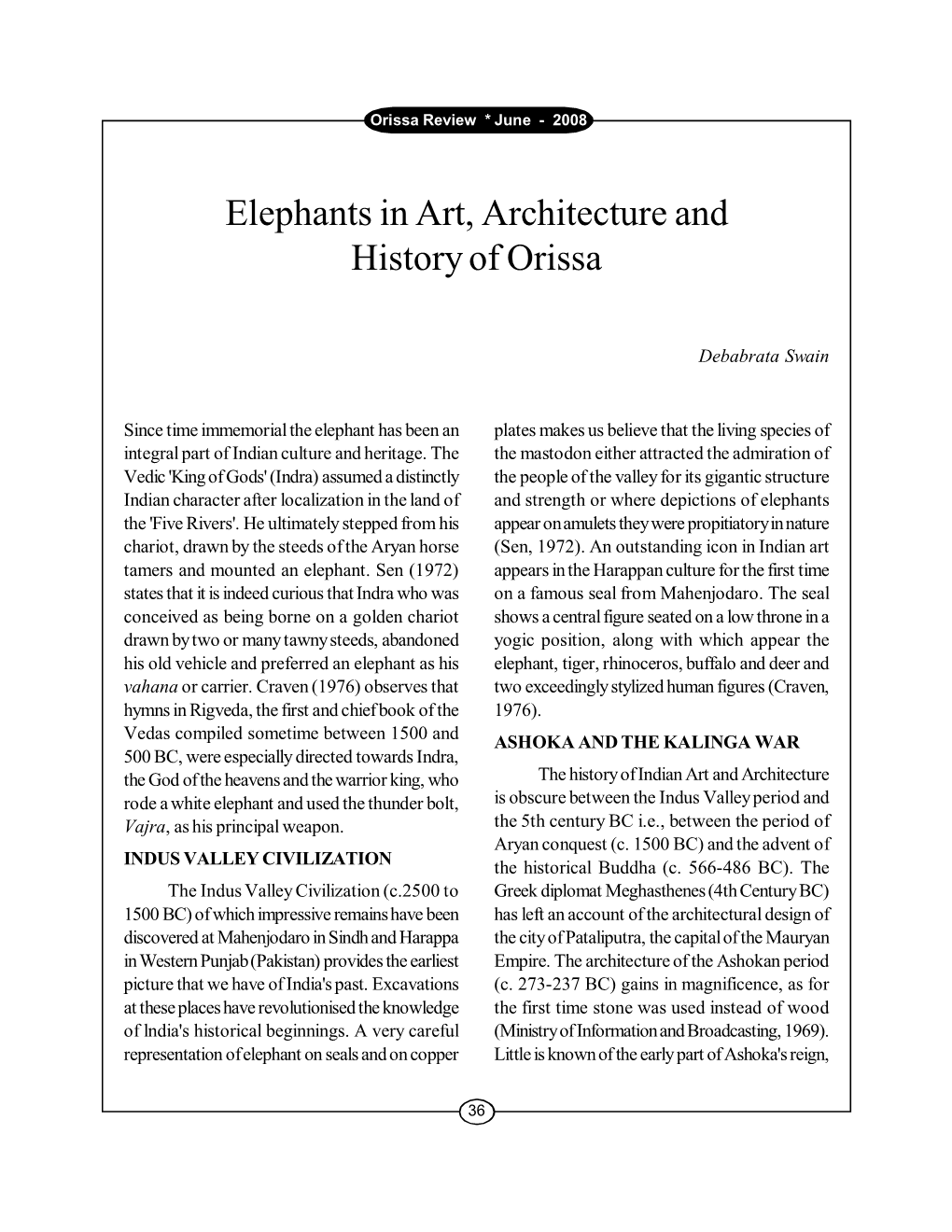 Elephants in Art, Architecture and History of Orissa