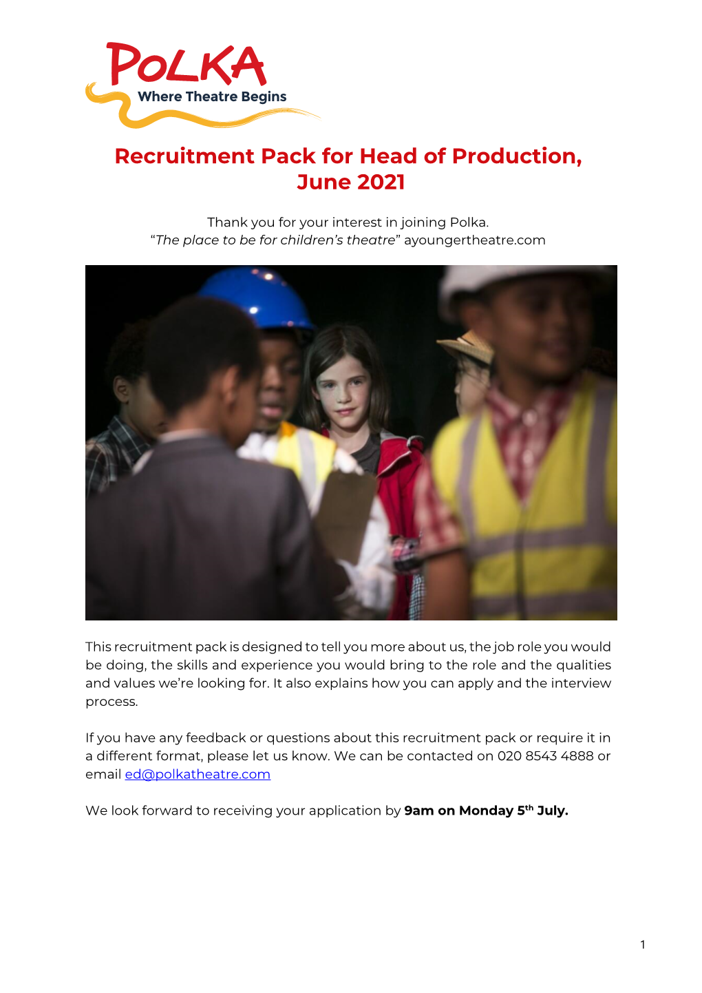 Recruitment Pack for Head of Production, June 2021