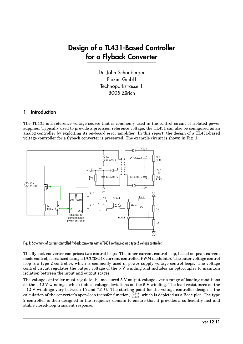 Design of a TL431-Based Controller for a Flyback Converter