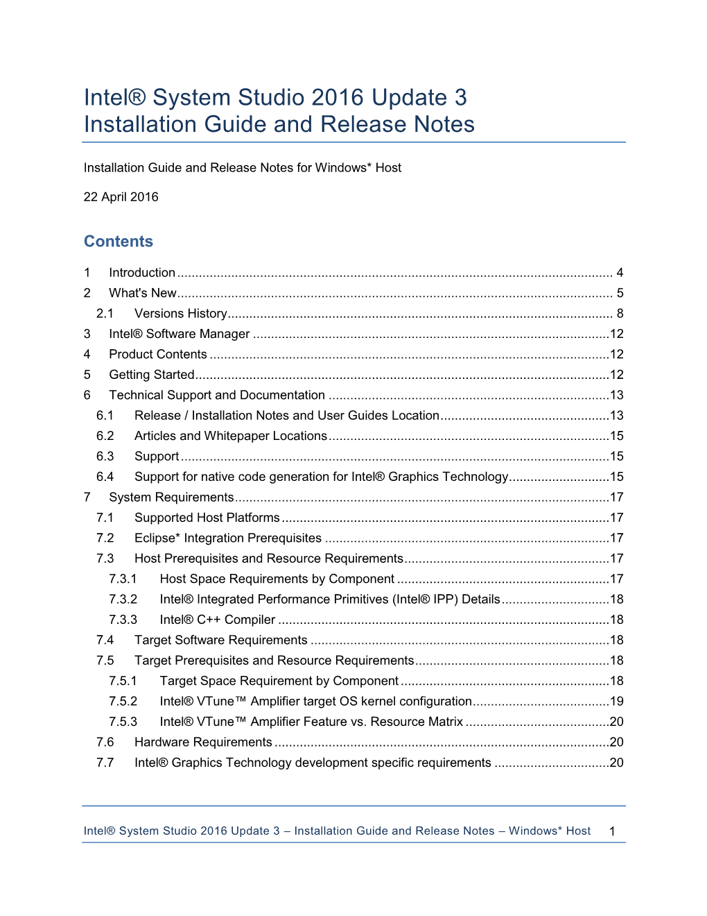 Intel(R) System Studio Release Notes and Installation Guide