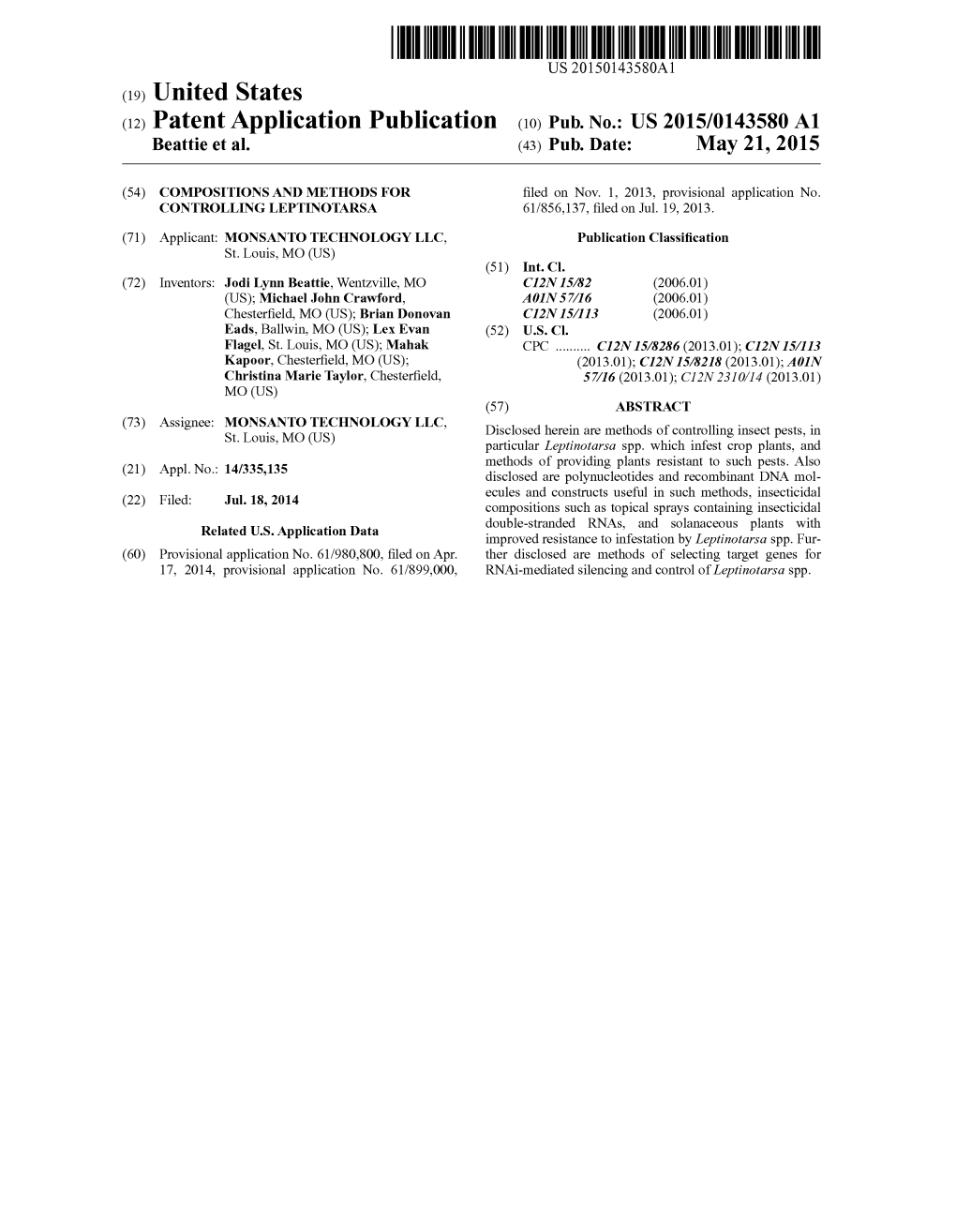 US 2015/0143580 A1 Beattie Et Al