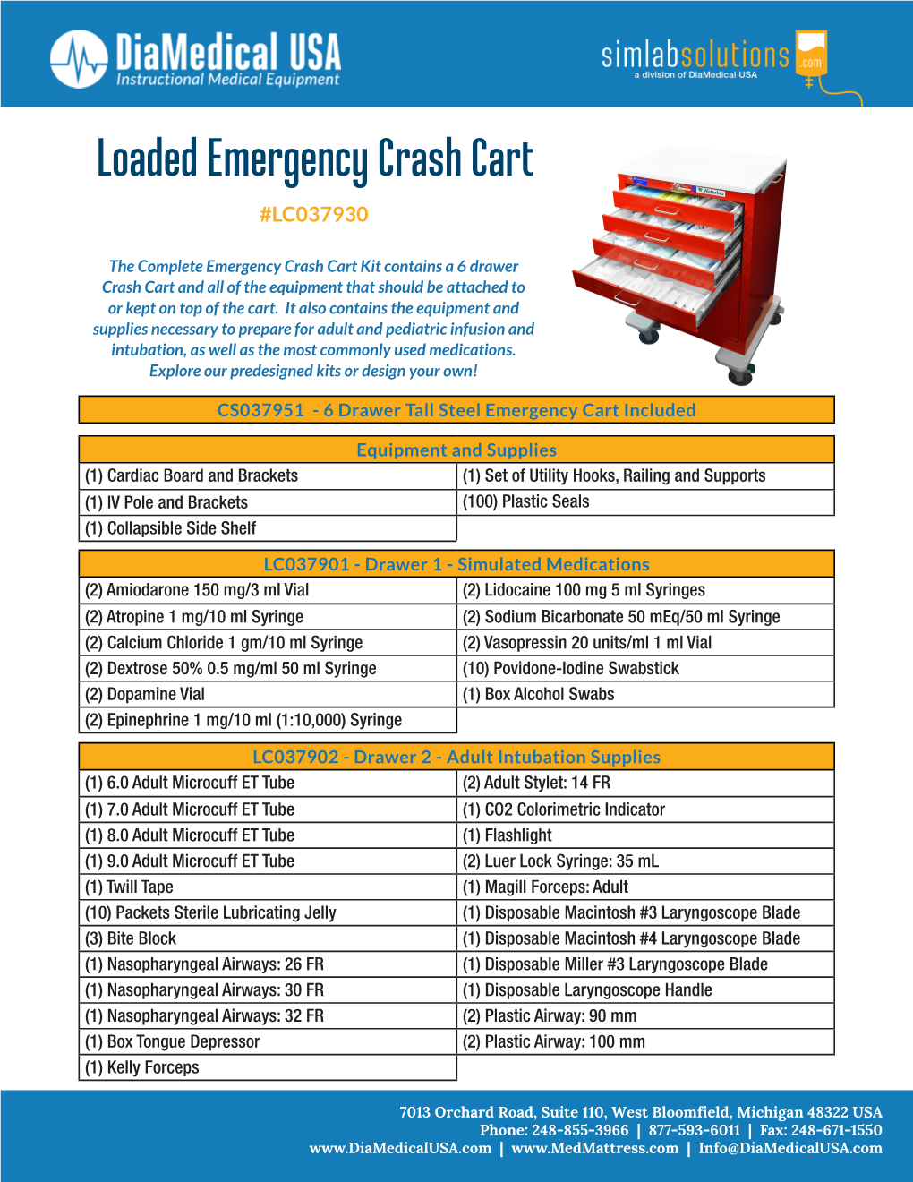 Loaded Emergency Crash Cart