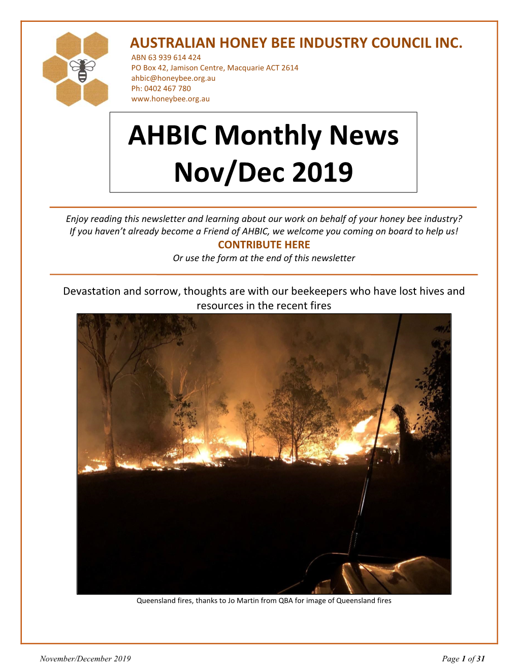 AHBIC Monthly News Nov/Dec 2019